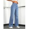 EMMIOL Women’s Wide Leg Baggy Jeans Low Rise Stretchy Denim Pants Elastic Back Patchwork 90s Boyfriend Casual Jeans(Blue)