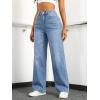 EMMIOL Women’s Wide Leg Baggy Jeans Low Rise Stretchy Denim Pants Elastic Back Patchwork 90s Boyfriend Casual Jeans(Blue)