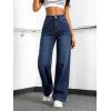 EMMIOL Women’s Wide Leg Baggy Jeans Low Rise Stretchy Denim Pants Elastic Back Patchwork 90s Boyfriend Casual Jeans(Dark Blue)