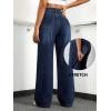 EMMIOL Women’s Wide Leg Baggy Jeans Low Rise Stretchy Denim Pants Elastic Back Patchwork 90s Boyfriend Casual Jeans(Dark Blue)