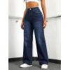 EMMIOL Women’s Wide Leg Baggy Jeans Low Rise Stretchy Denim Pants Elastic Back Patchwork 90s Boyfriend Casual Jeans(Dark Blue)