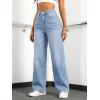 EMMIOL Women’s Wide Leg Baggy Jeans Low Rise Stretchy Denim Pants Elastic Back Patchwork 90s Boyfriend Casual Jeans(Light Blue)