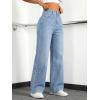 EMMIOL Women’s Wide Leg Baggy Jeans Low Rise Stretchy Denim Pants Elastic Back Patchwork 90s Boyfriend Casual Jeans(Light Blue)