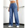 EMMIOL Women’s Wide Leg Baggy Jeans Low Rise Stretchy Denim Pants Elastic Back Patchwork 90s Boyfriend Casual Jeans(Mid Blue)