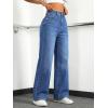 EMMIOL Women’s Wide Leg Baggy Jeans Low Rise Stretchy Denim Pants Elastic Back Patchwork 90s Boyfriend Casual Jeans(Mid Blue)