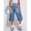 EMMIOL Womens Long Jorts Baggy Y2K Mid High Waisted Retro Jean Shorts Trendy Streetwear Wide Leg Denim Bermudas(216-sky Blue)