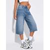EMMIOL Womens Long Jorts Baggy Y2K Mid High Waisted Retro Jean Shorts Trendy Streetwear Wide Leg Denim Bermudas(216-sky Blue)