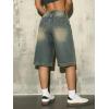 EMMIOL Womens Long Jorts Baggy Y2K Mid High Waisted Retro Jean Shorts Trendy Streetwear Wide Leg Denim Bermudas(Blue-007)