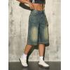 EMMIOL Womens Long Jorts Baggy Y2K Mid High Waisted Retro Jean Shorts Trendy Streetwear Wide Leg Denim Bermudas(Blue-007)