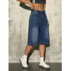 EMMIOL Womens Long Jorts Baggy Y2K Mid High Waisted Retro Jean Shorts Trendy Streetwear Wide Leg Denim Bermudas(Dark Blue-007)