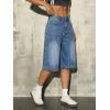 EMMIOL Womens Long Jorts Baggy Y2K Mid High Waisted Retro Jean Shorts Trendy Streetwear Wide Leg Denim Bermudas(Light Blue-007)