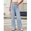 EMMIOL Women’s Wide Leg Jeans Low Rise Trendy Seamed Front Baggy Vintage Denim Pants with Pockets(Light Blue)