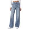 EMMIOL Women’s Wide Leg Jeans Low Rise Trendy Seamed Front Baggy Vintage Denim Pants with Pockets(Vintage Blue)