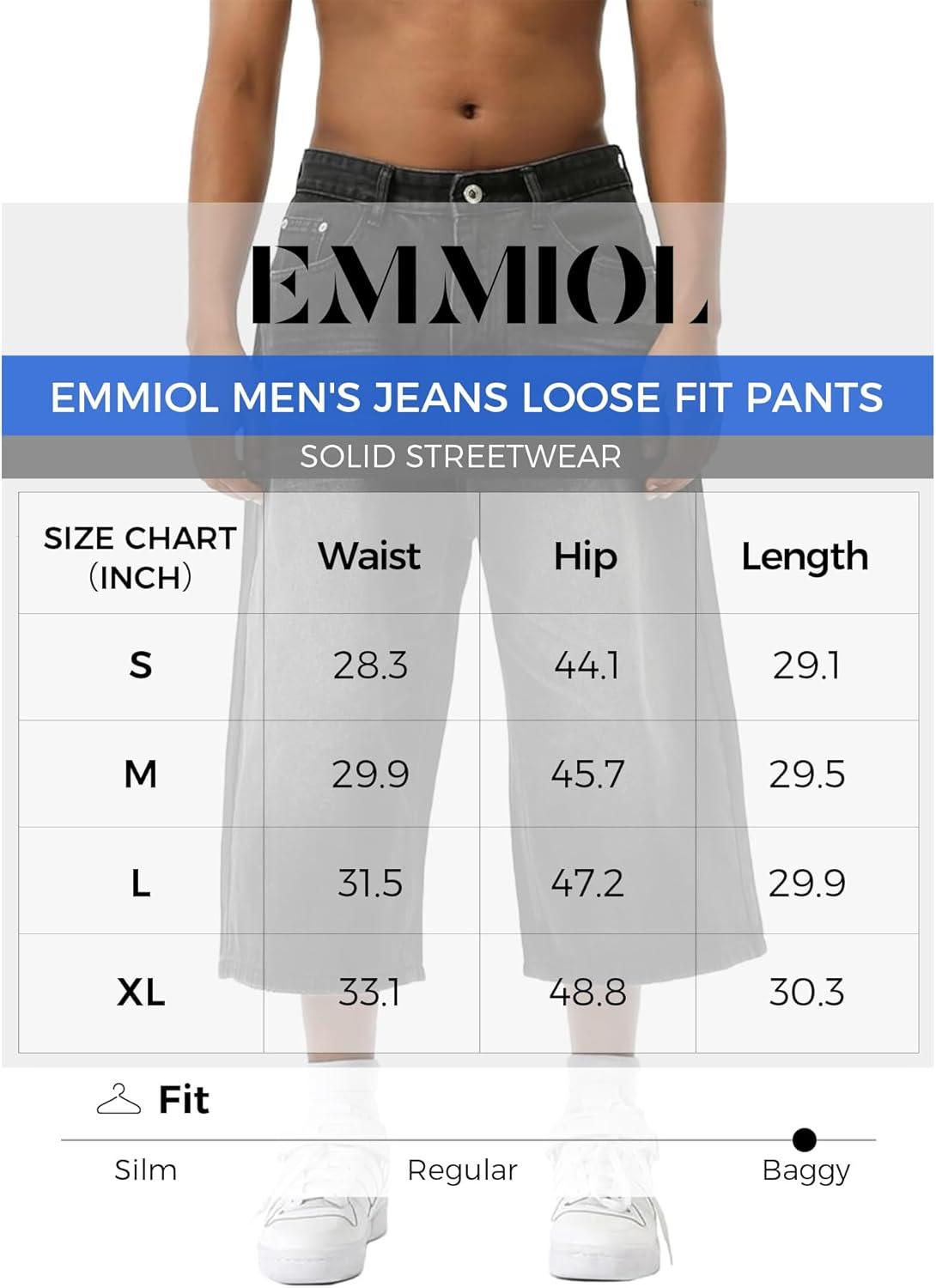 image:imageEMMIOL Baggy Jean Shorts Men Y2k Jorts Cargo Ripped Elastic Waist Mens Denim Shorts Comfy Casual Streetwear SummerBlackb