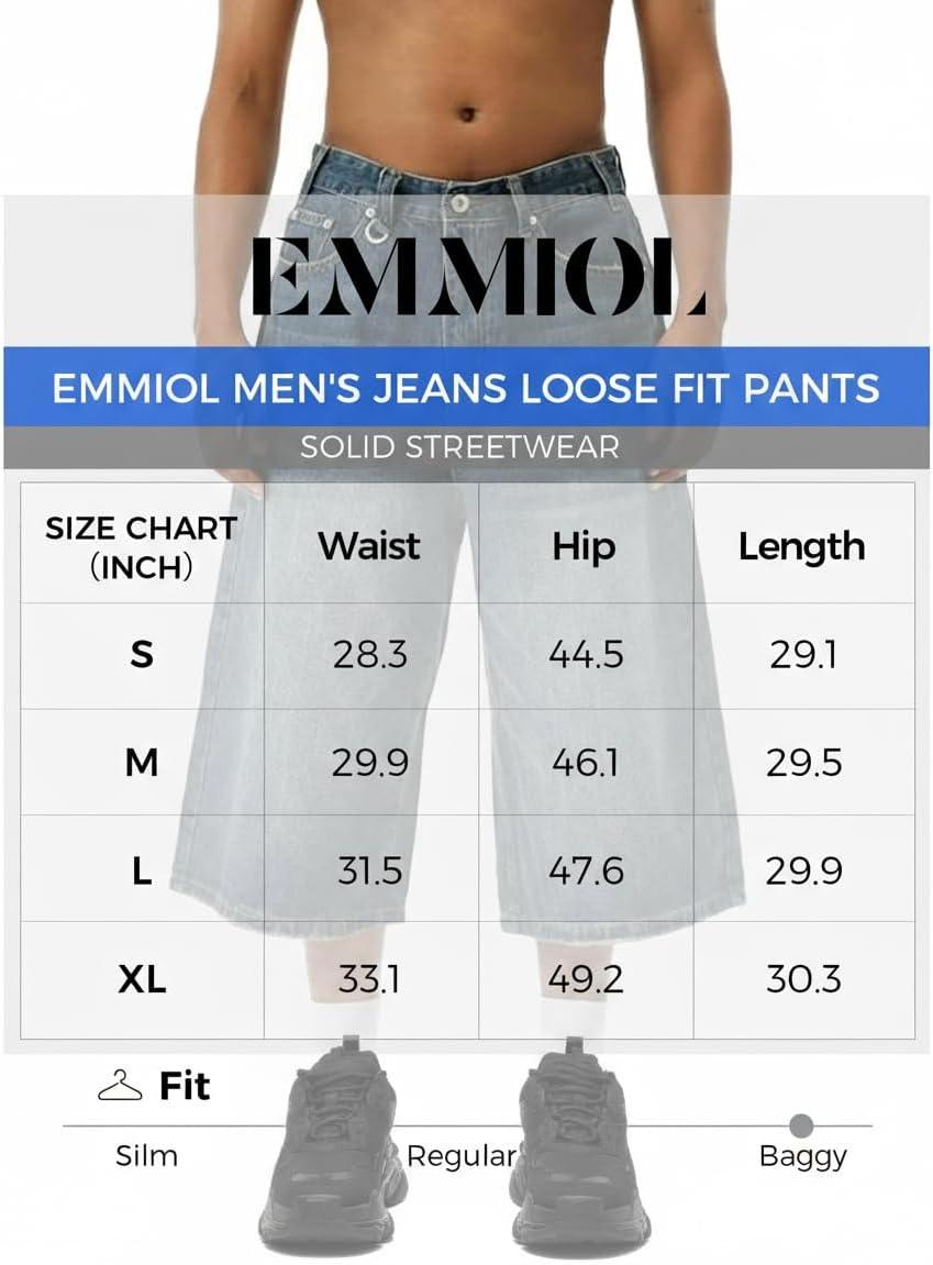 image:imageEMMIOL Baggy Jean Shorts Men Y2k Jorts Cargo Ripped Elastic Waist Mens Denim Shorts Comfy Casual Streetwear SummerBlued