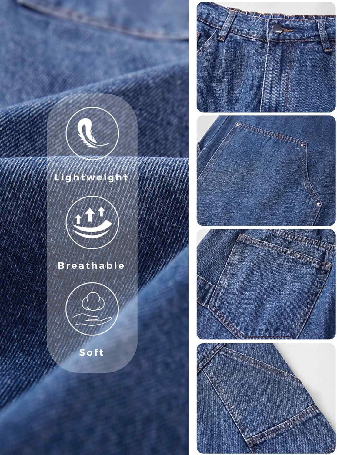 image:imageMens Y2K Carpenter Baggy Jean Shorts Ripped Jorts Wide Leg Distressed Cargo Long Denim Shorts Loose Fit Streetwear SummerBlue069