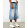 EMMIOL Baggy Jean Shorts Men, Y2k Jorts Cargo Ripped Elastic Waist, Mens Denim Shorts Comfy Casual Streetwear Summer(016-blue)