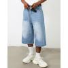 EMMIOL Baggy Jean Shorts Men, Y2k Jorts Cargo Ripped Elastic Waist, Mens Denim Shorts Comfy Casual Streetwear Summer(016-blue)