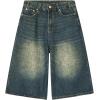 EMMIOL Baggy Jean Shorts Men, Y2k Jorts Cargo Ripped Elastic Waist, Mens Denim Shorts Comfy Casual Streetwear Summer(016-vintage Green)