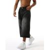 EMMIOL Baggy Jean Shorts Men, Y2k Jorts Cargo Ripped Elastic Waist, Mens Denim Shorts Comfy Casual Streetwear Summer(Black-b)