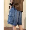 EMMIOL Baggy Jean Shorts Men, Y2k Jorts Cargo Ripped Elastic Waist, Mens Denim Shorts Comfy Casual Streetwear Summer(Blue)