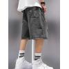 EMMIOL Baggy Jean Shorts Men, Y2k Jorts Cargo Ripped Elastic Waist, Mens Denim Shorts Comfy Casual Streetwear Summer(Dark Grey)