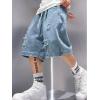 EMMIOL Baggy Jean Shorts Men, Y2k Jorts Cargo Ripped Elastic Waist, Mens Denim Shorts Comfy Casual Streetwear Summer(Light Blue)