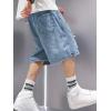 EMMIOL Baggy Jean Shorts Men, Y2k Jorts Cargo Ripped Elastic Waist, Mens Denim Shorts Comfy Casual Streetwear Summer(Light Blue)