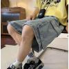 EMMIOL Baggy Jean Shorts Men, Y2k Jorts Cargo Ripped Elastic Waist, Mens Denim Shorts Comfy Casual Streetwear Summer(Light Blue-2)