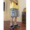 EMMIOL Baggy Jean Shorts Men, Y2k Jorts Cargo Ripped Elastic Waist, Mens Denim Shorts Comfy Casual Streetwear Summer(Light Blue-2)