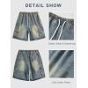 EMMIOL Baggy Jean Shorts Men, Y2k Jorts Cargo Ripped Elastic Waist, Mens Denim Shorts Comfy Casual Streetwear Summer(Vintage Blue-2)