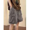 EMMIOL Baggy Jean Shorts Men, Y2k Jorts Cargo Ripped Elastic Waist, Mens Denim Shorts Comfy Casual Streetwear Summer(Washed Grey)