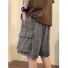 EMMIOL Baggy Jean Shorts Men, Y2k Jorts Cargo Ripped Elastic Waist, Mens Denim Shorts Comfy Casual Streetwear Summer(Washed Grey)