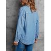 EMMIOL Denim Shirt for Women Long Sleeve Button Down Blouse Hidden Button Relaxed Fit Versatile Casual Tops(Light Blue)