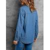 EMMIOL Denim Shirt for Women Long Sleeve Button Down Blouse Hidden Button Relaxed Fit Versatile Casual Tops(Mid Blue)