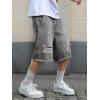 Mens Y2K Carpenter Baggy Jean Shorts, Ripped Jorts Wide Leg, Distressed Cargo Long Denim Shorts Loose Fit Streetwear Summer(Black)