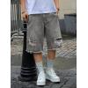 Mens Y2K Carpenter Baggy Jean Shorts, Ripped Jorts Wide Leg, Distressed Cargo Long Denim Shorts Loose Fit Streetwear Summer(Black)
