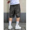 Mens Y2K Carpenter Baggy Jean Shorts, Ripped Jorts Wide Leg, Distressed Cargo Long Denim Shorts Loose Fit Streetwear Summer(Black-069)