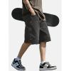 Mens Y2K Carpenter Baggy Jean Shorts, Ripped Jorts Wide Leg, Distressed Cargo Long Denim Shorts Loose Fit Streetwear Summer(Black-069)