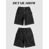 Mens Y2K Carpenter Baggy Jean Shorts, Ripped Jorts Wide Leg, Distressed Cargo Long Denim Shorts Loose Fit Streetwear Summer(Black-069)