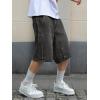Mens Y2K Carpenter Baggy Jean Shorts, Ripped Jorts Wide Leg, Distressed Cargo Long Denim Shorts Loose Fit Streetwear Summer(Black-069)