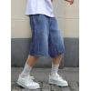 Mens Y2K Carpenter Baggy Jean Shorts, Ripped Jorts Wide Leg, Distressed Cargo Long Denim Shorts Loose Fit Streetwear Summer(Blue-069)