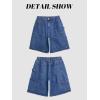 Mens Y2K Carpenter Baggy Jean Shorts, Ripped Jorts Wide Leg, Distressed Cargo Long Denim Shorts Loose Fit Streetwear Summer(Blue-069)
