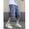 Mens Y2K Carpenter Baggy Jean Shorts, Ripped Jorts Wide Leg, Distressed Cargo Long Denim Shorts Loose Fit Streetwear Summer(Light Blue)