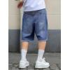 Mens Y2K Carpenter Baggy Jean Shorts, Ripped Jorts Wide Leg, Distressed Cargo Long Denim Shorts Loose Fit Streetwear Summer(Light Blue)