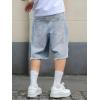 Mens Y2K Carpenter Baggy Jean Shorts, Ripped Jorts Wide Leg, Distressed Cargo Long Denim Shorts Loose Fit Streetwear Summer(Mid Blue)