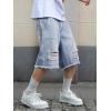 Mens Y2K Carpenter Baggy Jean Shorts, Ripped Jorts Wide Leg, Distressed Cargo Long Denim Shorts Loose Fit Streetwear Summer(Mid Blue)