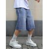 Mens Y2K Carpenter Baggy Jean Shorts, Ripped Jorts Wide Leg, Distressed Cargo Long Denim Shorts Loose Fit Streetwear Summer(Mid Blue-069)