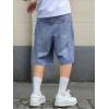 Mens Y2K Carpenter Baggy Jean Shorts, Ripped Jorts Wide Leg, Distressed Cargo Long Denim Shorts Loose Fit Streetwear Summer(Mid Blue-069)