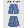 Mens Y2K Carpenter Baggy Jean Shorts, Ripped Jorts Wide Leg, Distressed Cargo Long Denim Shorts Loose Fit Streetwear Summer(Mid Blue-069)